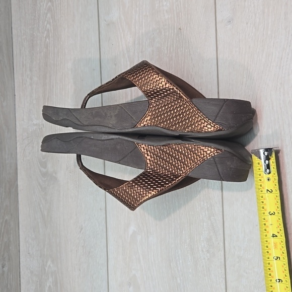 Fitflop Women Lulu T strap Leather Slide Wedge Sandals shoes sz 8 - Picture 9 of 11